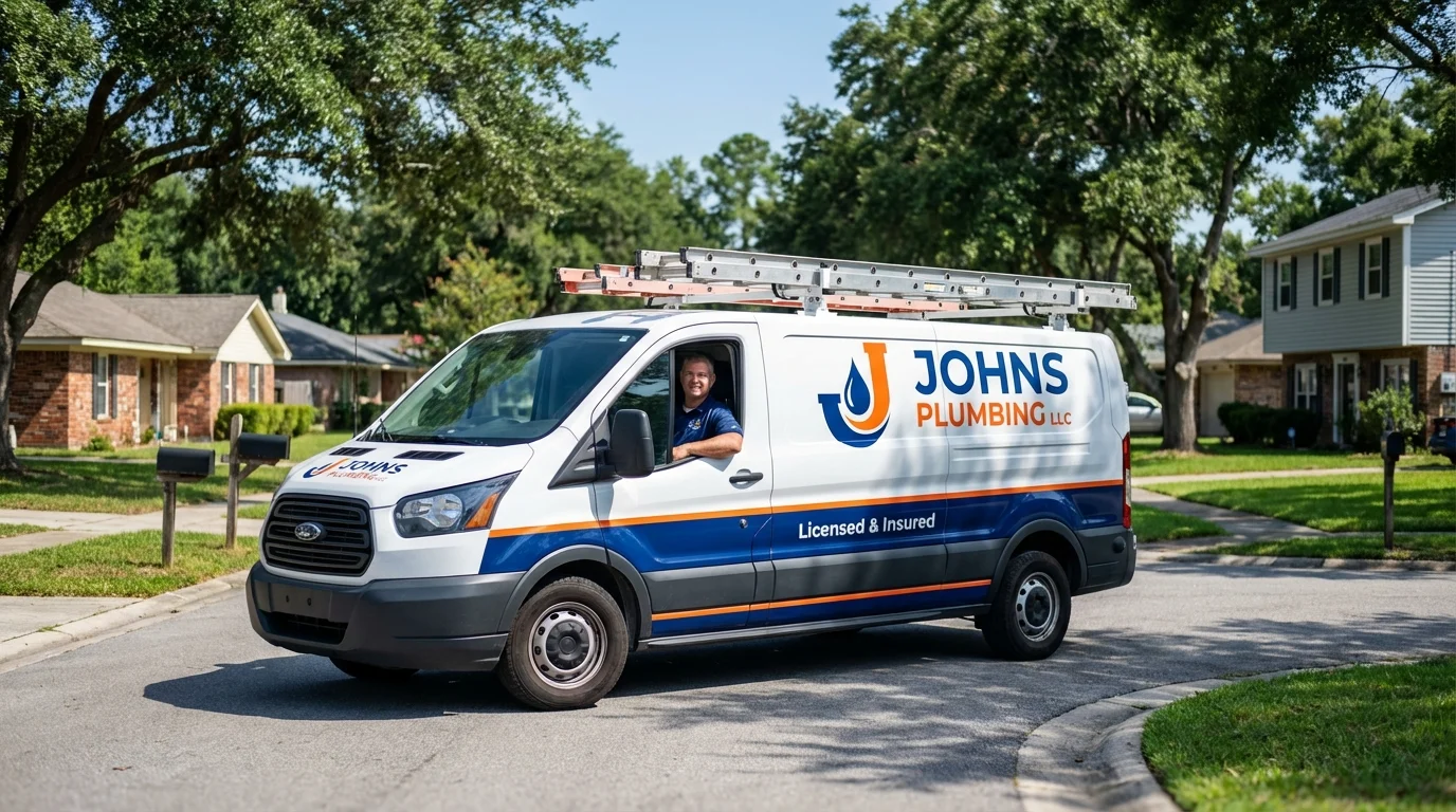 Johns Plumbing LLC service van in Purcell, OK