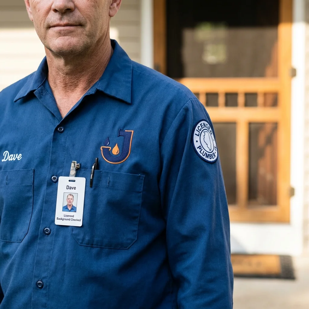 Licensed plumber showing ID badge in Purcell, OK