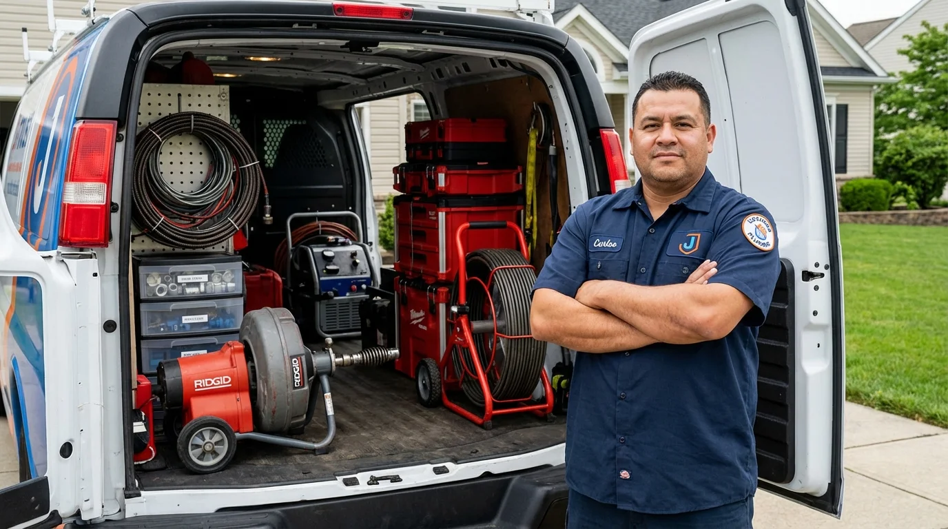 Professional drain cleaning equipment and Johns Plumbing LLC plumber in Purcell