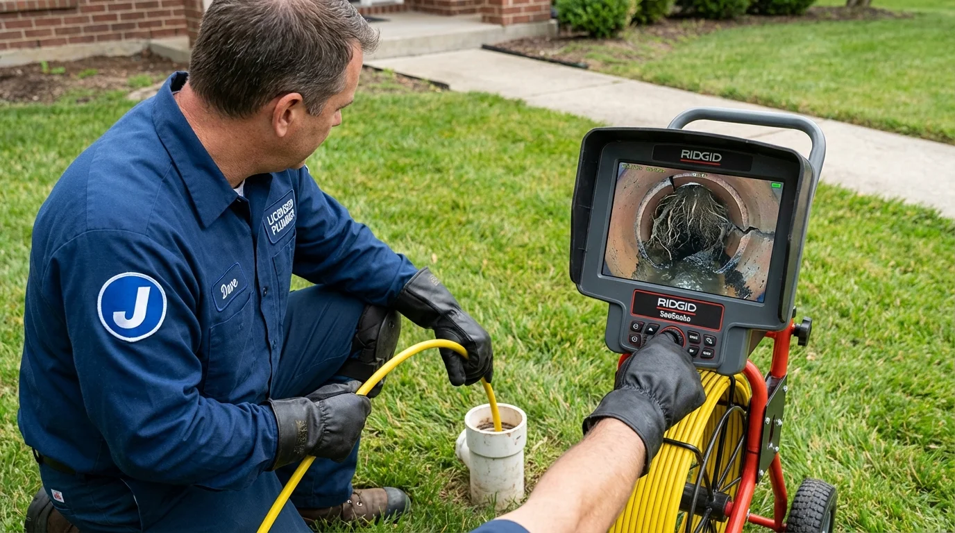 Sewer camera inspection being performed by Johns Plumbing LLC in Purcell
